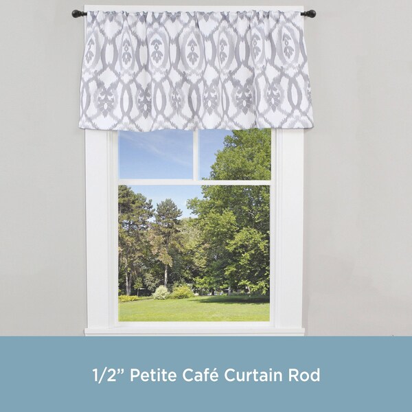 Kenney Davenport 1/2 Petite Café Decorative Window Curtain Rod, 48-86, Matte Black